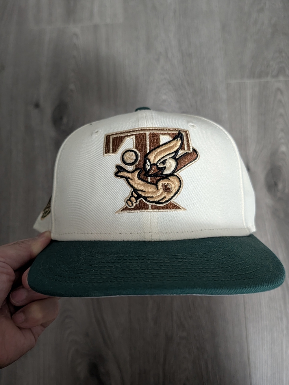 New Era Retro Blue Jays Cream and Dark Green Logo Baseball Cap